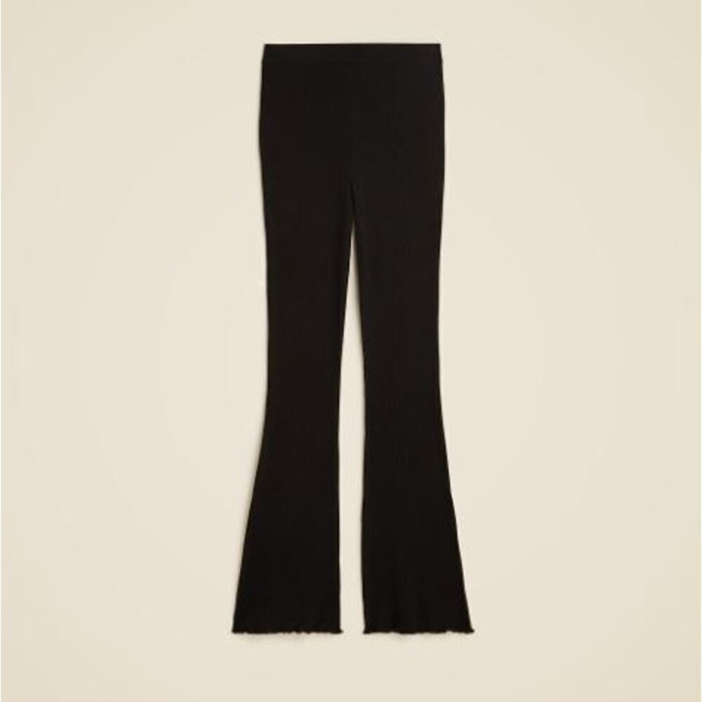 JCrew Spring Street Rib Featherweight Cashmere Flare Pant CI760 Jet Black XL NWT